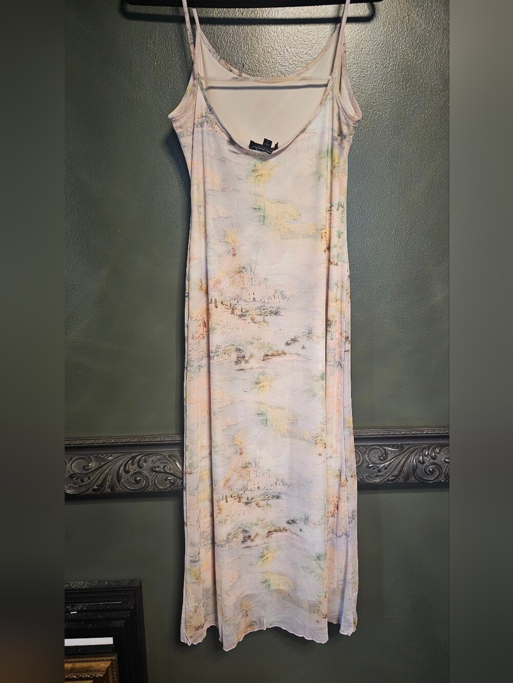 See You Monday Pastel Scenic Print Maxi Dress - Pink, Yellow, Blue - Picture 2 of 4